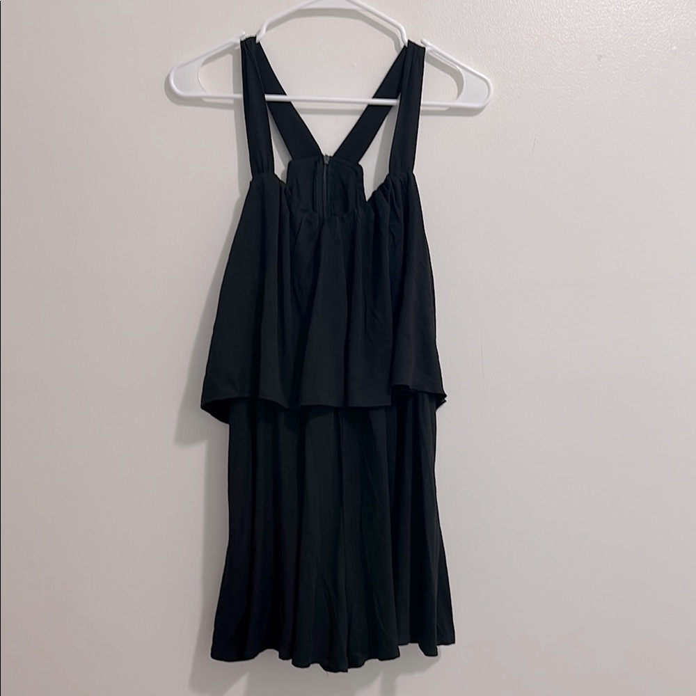 NWT Grace Karin Black Tiered Sleeveless Romper Womens Medium Linen Blend - Picture 3 of 7